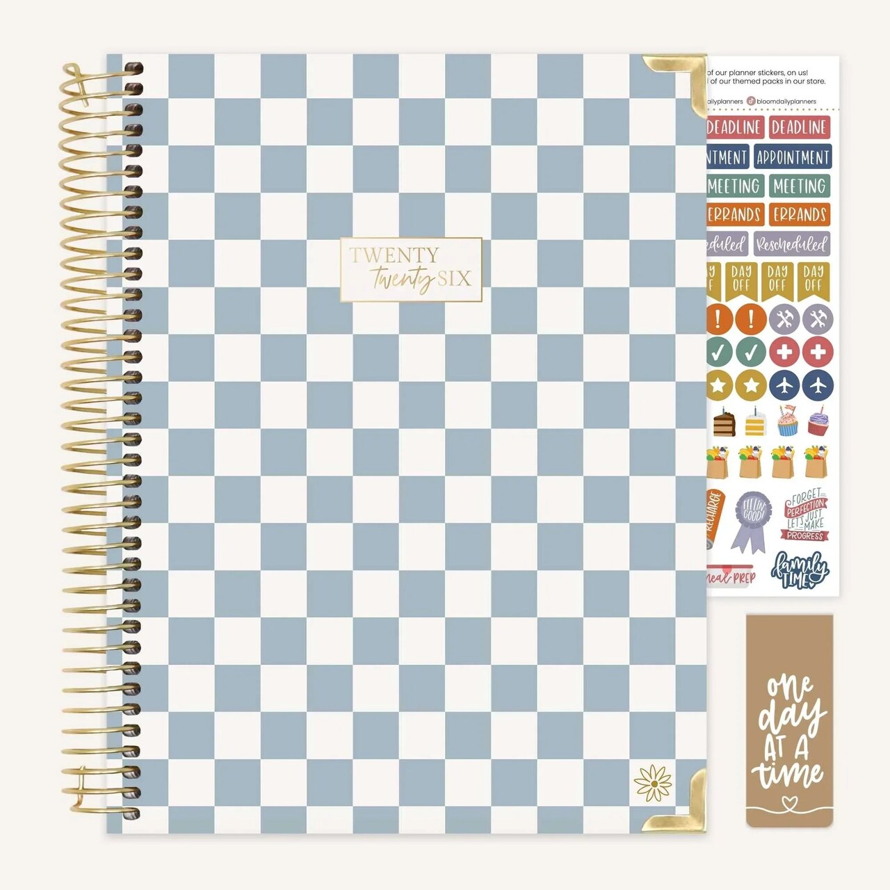 bloom daily planners 2026 Hard Cover Weekly & Monthly Planner, 8.5" x 11", Checkered